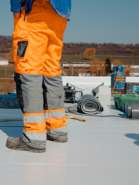 our roofer completing tpo roof maintenance in Rochester, NY
