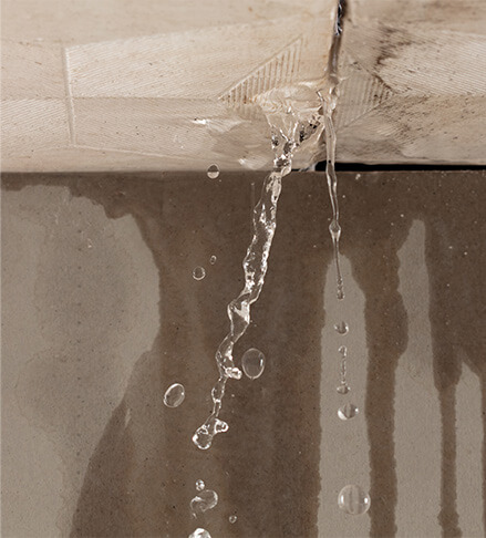 dripping water showing signs of commercial roof leak