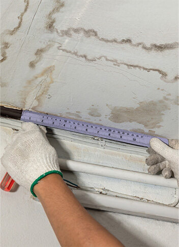 Water stains on ceiling from roof leak